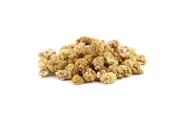 Mulberry dry berries morus alba isolated on white