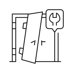 door repairs line icon vector illustration
