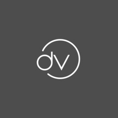 Letter DV logo monogram with circles line style, simple but elegant logo design