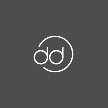 Letter DD logo monogram with circles line style, simple but elegant logo design
