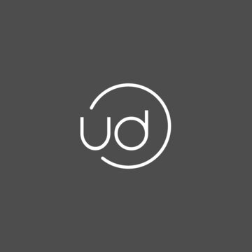 Letter UD logo monogram with circles line style, simple but elegant logo design