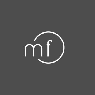 Letter MF logo monogram with circles line style, simple but elegant logo design