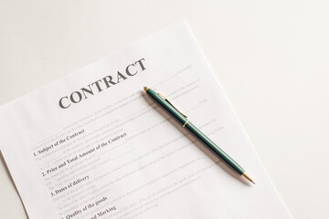 A contract ready to be signed on white desk