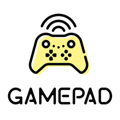 Wireless gamepad controller pictogram with text label