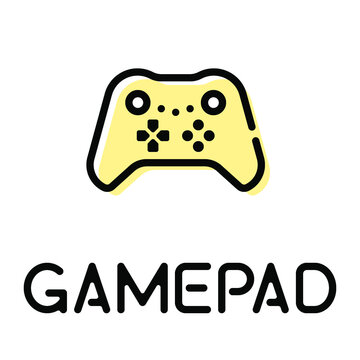 Gamepad controller pictogram with text label