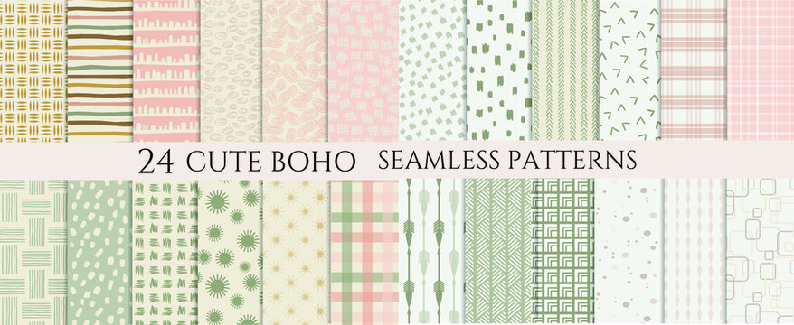 Big set boho seamless pattern background. pattern swatches included for illustrator user,
 pattern swatches included in file, for your convenient use.	

