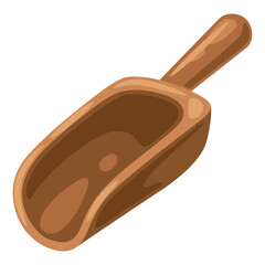 Illustration of wooden trowel for flour. Image for bakeries and groceries.