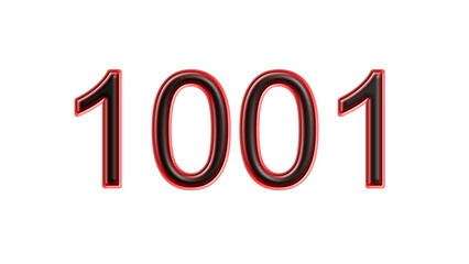 red 1001 number 3d effect white background