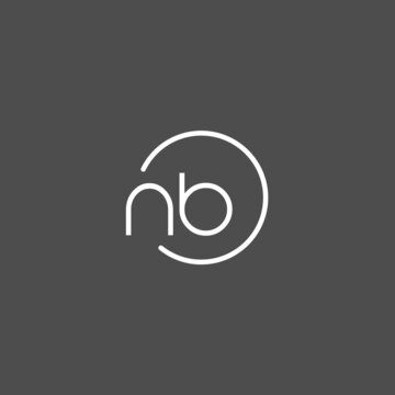 Letter NB logo monogram with circles line style, simple but elegant logo design