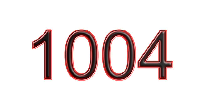 red 1004 number 3d effect white background