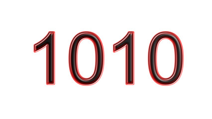 red 1010 number 3d effect white background