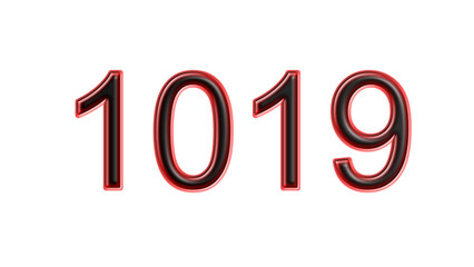 red 1019 number 3d effect white background