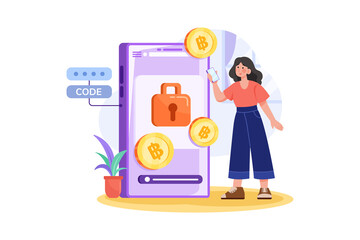 Cryptocurrency Security Illustration concept. Flat illustration isolated on white background.
