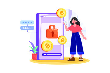 Cryptocurrency Security Illustration concept. Flat illustration isolated on white background.