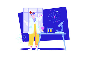 Scientist in the metaverse Illustration concept. Flat illustration isolated on white background.