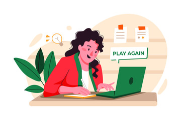 Girl watching the online educational video Illustration concept. Flat illustration isolated on white background.