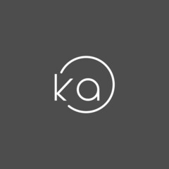 Letter KA logo monogram with circles line style, simple but elegant logo design - obrazy, fototapety, plakaty