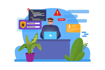 Fototapeta premium Hacker stealing user data Illustration concept. Flat illustration isolated on white background.