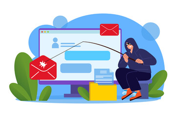 Cybersecurity developer Illustration concept. Flat illustration isolated on white background.