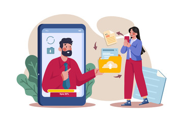 Online File sharing Illustration concept. Flat illustration isolated on white background.