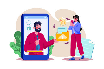 Online File sharing Illustration concept. Flat illustration isolated on white background.