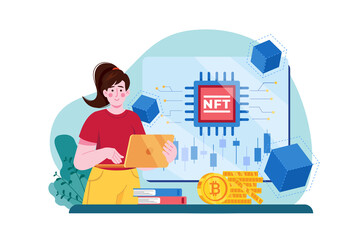 Blockchain Technology Illustration concept. Flat illustration isolated on white background.