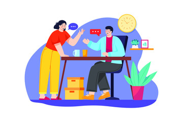 Man and woman chatting during breaktime