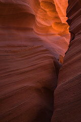 Lower Antelope Canyon from the inside, curved colorful  sandstone rocks, Arizona, USA