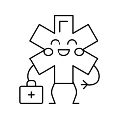 ambulance children first aid line icon vector illustration