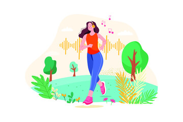 Woman listening to a podcast while jogging