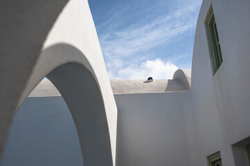 Santorini minimal white architecture detail.