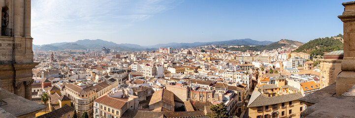 Fototapeta na wymiar aerial view of the roofs of the historic center of the city of Malaga