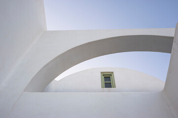 Santorini minimal white architecture detail.