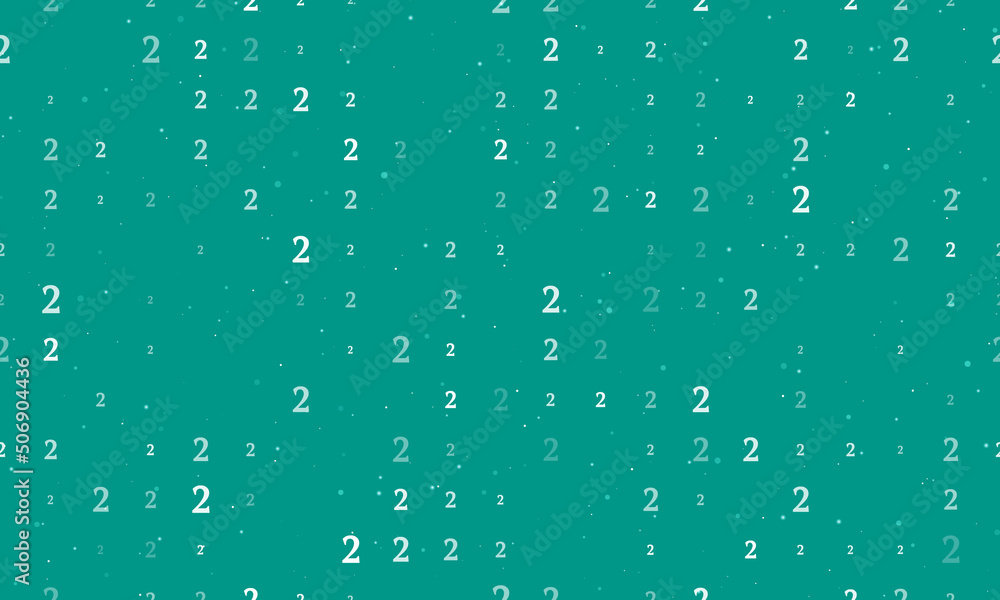 Poster seamless background pattern of evenly spaced white number two symbols of different sizes and opacity