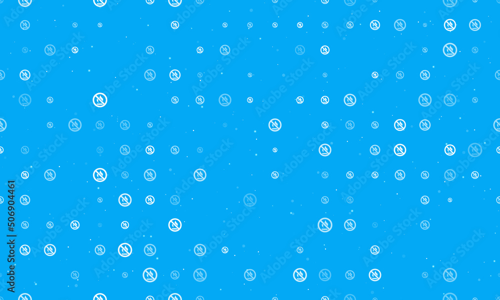 Poster seamless background pattern of evenly spaced white no gas symbols of different sizes and opacity. ve