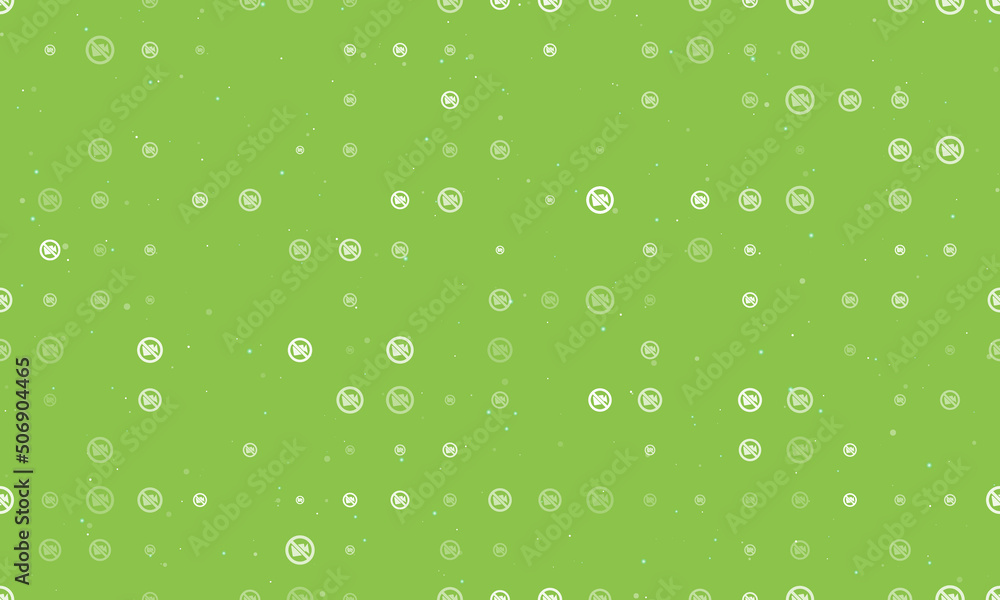 Poster seamless background pattern of evenly spaced white no video symbols of different sizes and opacity. 