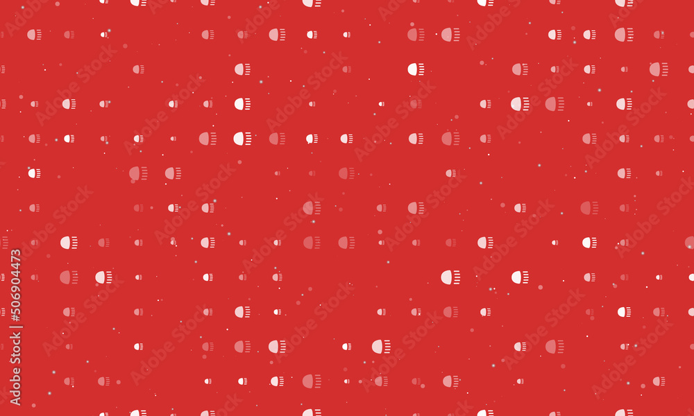 Poster seamless background pattern of evenly spaced white headlight symbols of different sizes and opacity.