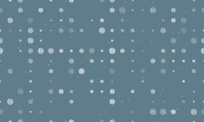 Seamless background pattern of evenly spaced white no photo symbols of different sizes and opacity. Vector illustration on blue gray background with stars