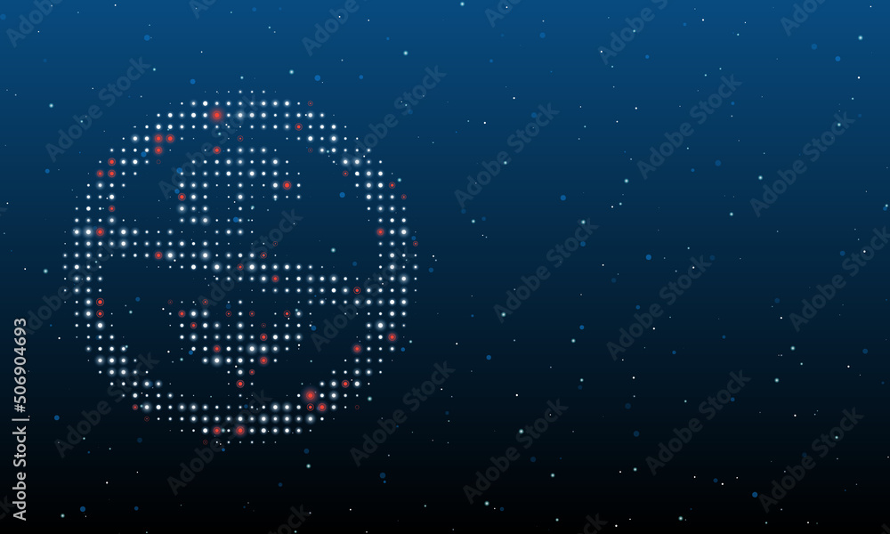 Poster on the left is the no dollar symbol filled with white dots. background pattern from dots and circles