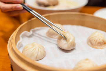 Chinese style steamed soup bun in restaurant