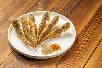 Old-fashioned family fast food dry fried small yellow croaker