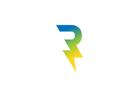 creative letter r bolt thunder logo vector symbol icon design illustration