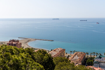 aerial view of the port of Malaga with the boats docked at its dock in the city of Malaga