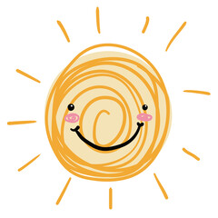 Cute doodle design with smiling sun, Vector illustration