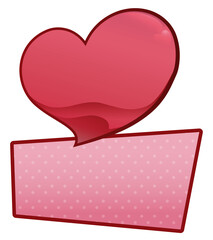 Lovely template with glossy heart and square shaped label, Vector illustration