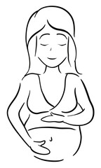 Design to color it of a beautiful pregnant woman, Vector illustration