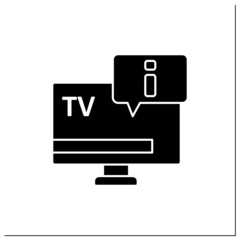 TV glyph icon.Telecommunication. Transmitting moving tv shows, news programs. Information exchange.New media concept.Filled flat sign. Isolated silhouette vector illustration