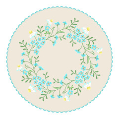 Embroidery trend floral pattern with  forget-me-nots and camomiles. - 506906230