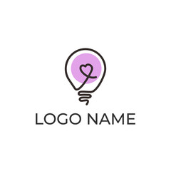 think love bulb heart logo vector icon illustration