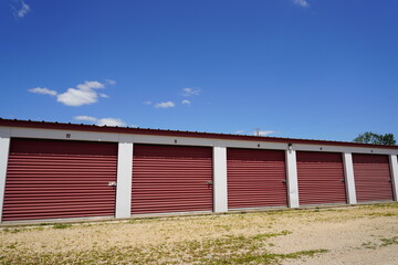 Fototapeta premium Red door storage units are being used by the community